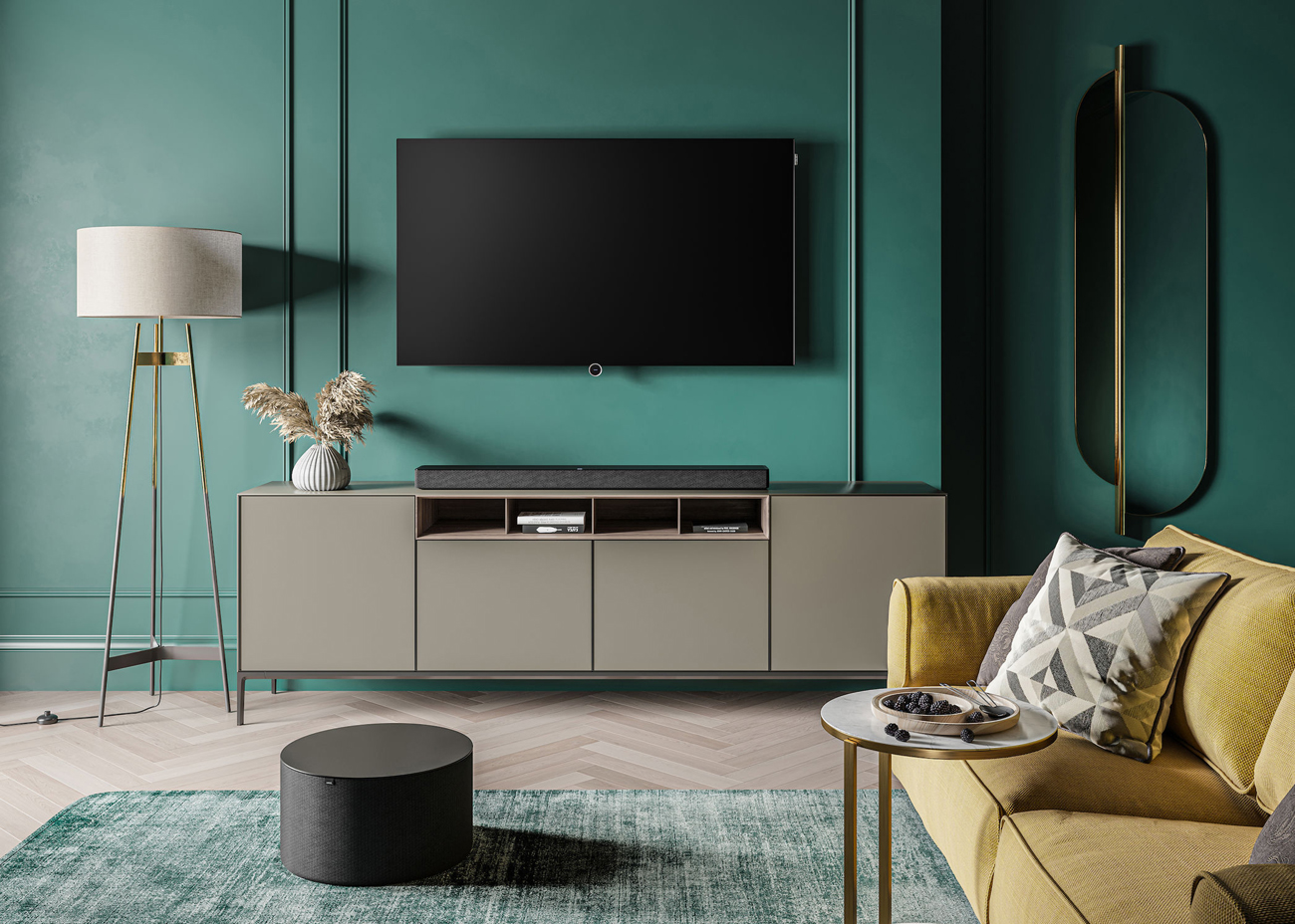 Loewe Klang bar i Basalt Grey Soundbar Passiva per TV Bild i